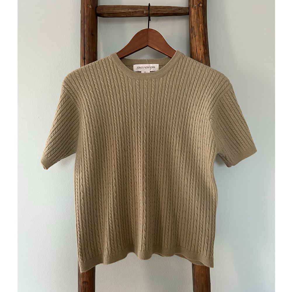 Jones New‎ York  soft cable knit top in olive green, Size M